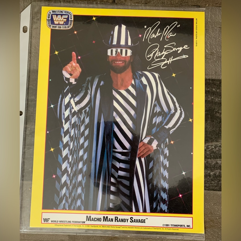 WWF VINTAGE MACHO MAN RANDY SAVAGE PRESS PROMO FAN CLUB PHOTO OFFICIAL 1991